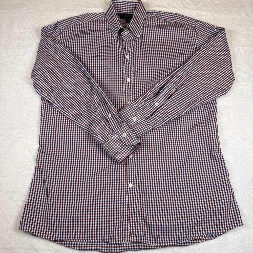 Huckleberry 100% Egyptian‎ Cotton Men's Plaid Button Up Made In USA 17 Slim